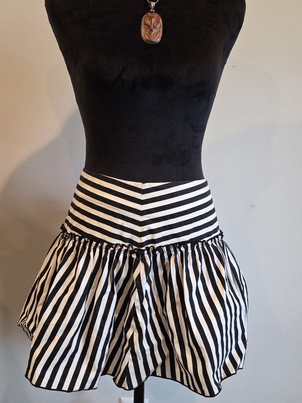 Black & White Striped Cotton Skater Skirt